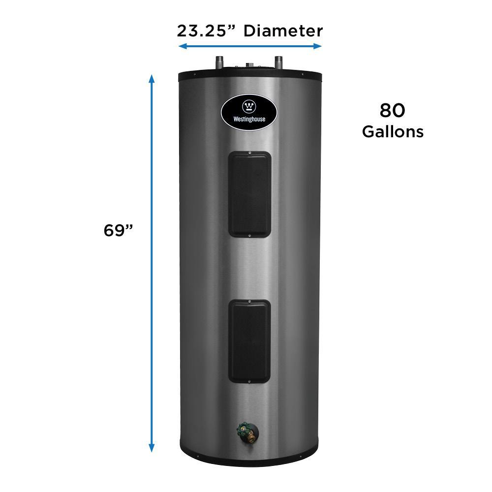 Westinghouse WEC080C2X055 80 Gal. Lifetime 5500W Electric Water Heater with Durable 316l Stainless Steel Tank New