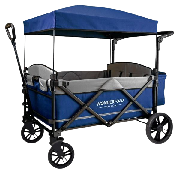 WonderFold Baby X4 Push/Pull 4-Passenger Quad Stroller Wagon Navy New