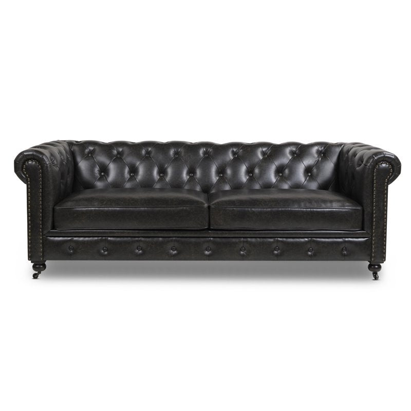 Home Winston Leather Tufted Chesterfield Sofa