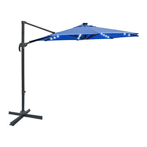 MAYPEX 10 Ft. Solar Lighted Cantilever Umbrella Patio Offset Hanging Umbrella LED Lights Outdoor Market Umbrella for Garden Backyard Pool