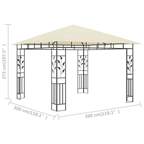 Gazebo Canopy, Outdoor Wedding Party Tent BBQ Gazebo Pavilion Gazebo with Mosquito Net 9.8'x9.8'x9' Cream 180 g/m²