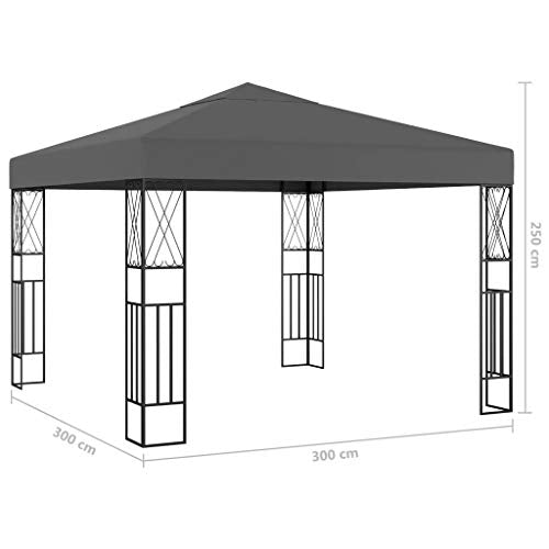 vidaXL 9.8x9.8 feet Outdoor Garden Backyard Gazebo, Steel Frame Gazebo Canopy Furniture Pergolas for Garden,Patio,Lawns,Parties