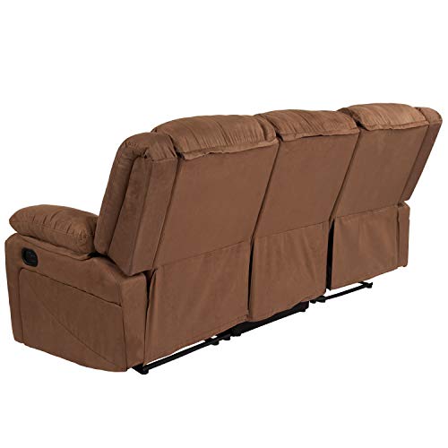 EMMA + OLIVER Chocolate Brown Microfiber Sofa with Two Built-in Recliners