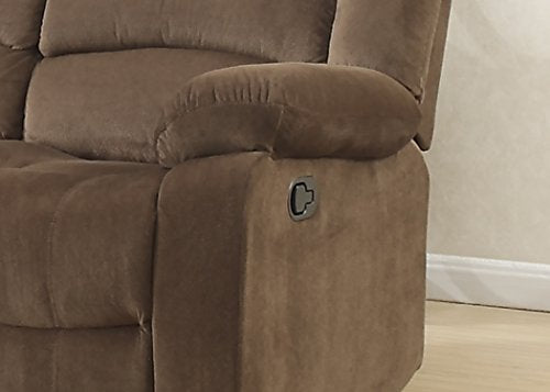 AC Pacific Bill Modern Fabric Upholstered Living Room Reclining with Padded Pillow Top Armrests, Loveseat, Brown