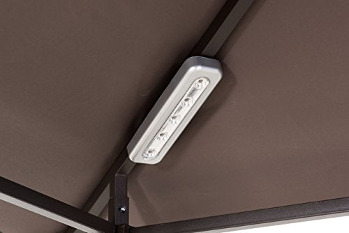 Sunjoy L-GG001PST-F 8' X 5' Soft Top Brown Double Tiered Canopy Grill Gazebo With 4Pcs Led Gazebo Grill,