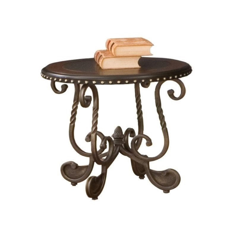 Rosemont Cherry Accent End Table with Metal Scroll Legs
