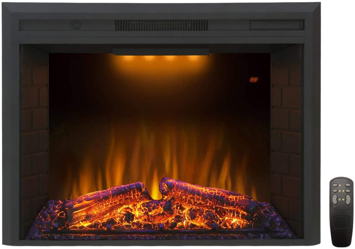 Valuxhome EF30T 30 in. 750/1500W Electric Fireplace Insert with Remote Black New