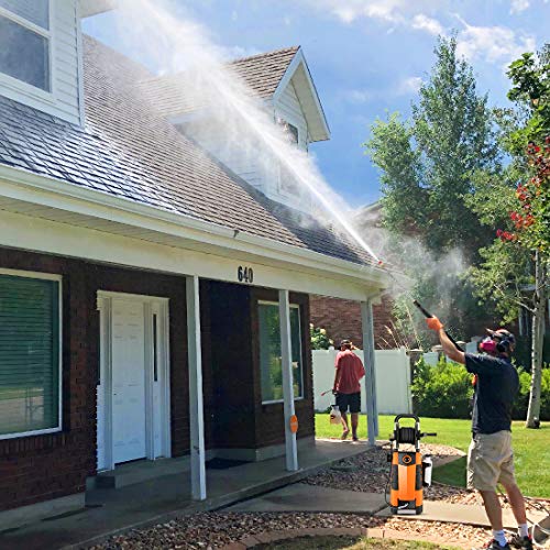 TEANDE 3800PSI Electric Pressure Washer, 1800W 2.8GPM Power Washer with Hose Reel, Spray Gun, Quick Connect Nozzles, 35' Hose (Orange)