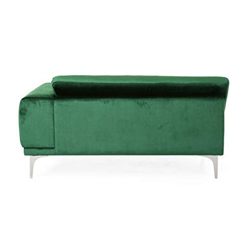 Christopher Knight Home Wendy Modern Glam 4 Seater Velvet Sofa, Emerald, Silver