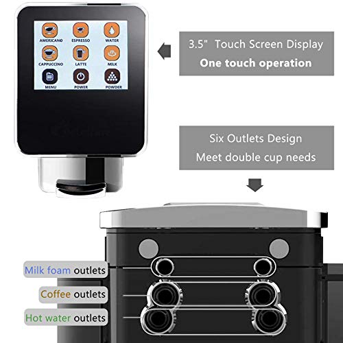 Hanchen Super Automatic Espresso Machine Coffee Maker Touch Screen 19 Bar 1.8L One Touch Americano Espresso Cappuccino Latte Maker