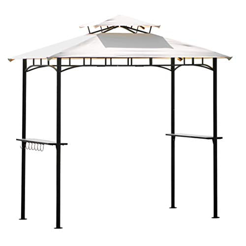 BBQ Gazebo Canopy Waterproof Grill Gazebo Tent for Outdoor Double Tiered Cover Roof Shading Supplies (Beige)