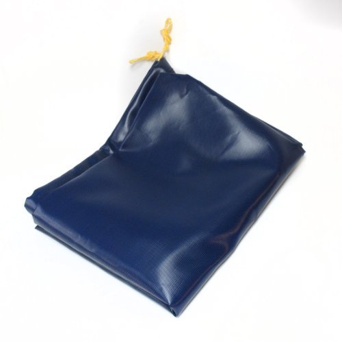 GLI Secur-A-Pool 16 FT X 32 FT Rectangular Mesh Safety Cover System with 4 FT X 8 FT Right Step 2 FT Offset, Blue