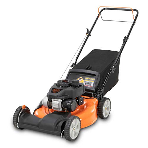 BLACK+DECKER 21 Inch 140cc 3-in-1 Gas Powered Front Wheel Drive Walk Behind Push Mower - Side Discharge, Mulching, and Bagging Capabilities, Black and Orange