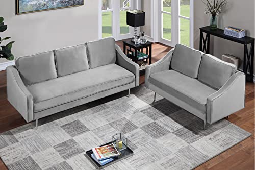 Living Room Sofa Set,2 Piece Modern Style Sofa Set Velvet Upholstered Couch Furniture for Home or Office (2+3seat, Gray)