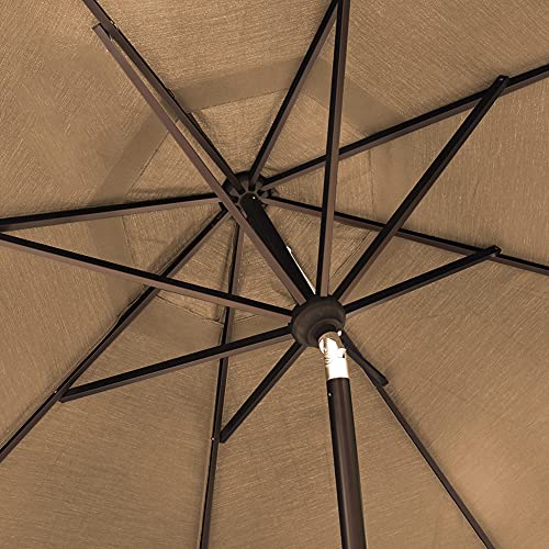 EliteShade Sunbrella 9Ft Market Umbrella Patio Outdoor Table Umbrella with Ventilation and 5 Years Non-Fading Top,Heather Beige