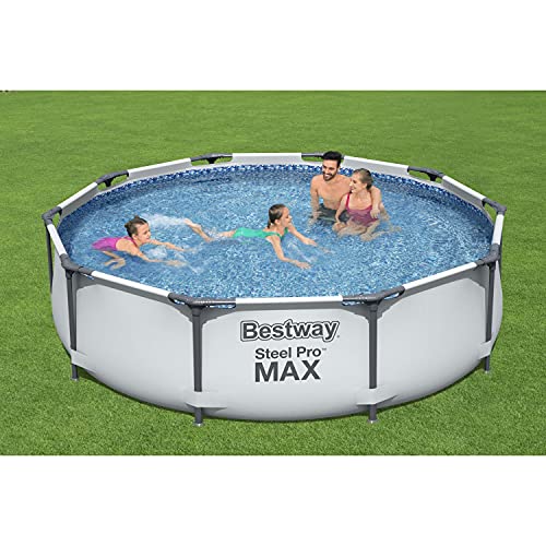 Bestway 10ft x 10ft x 25ft Steel Pro Round Family Swimming Pool & Water Test Kit