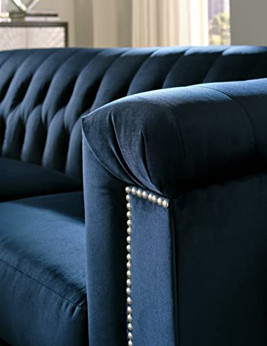 Signature Design by Ashley Josanna Glam Tufted Velvet Loveseat, Navy Blue