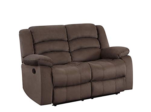 Blackjack Furniture Winthrop Microfiber Modern Reclining Living Room, Den Loveseat, Brunette