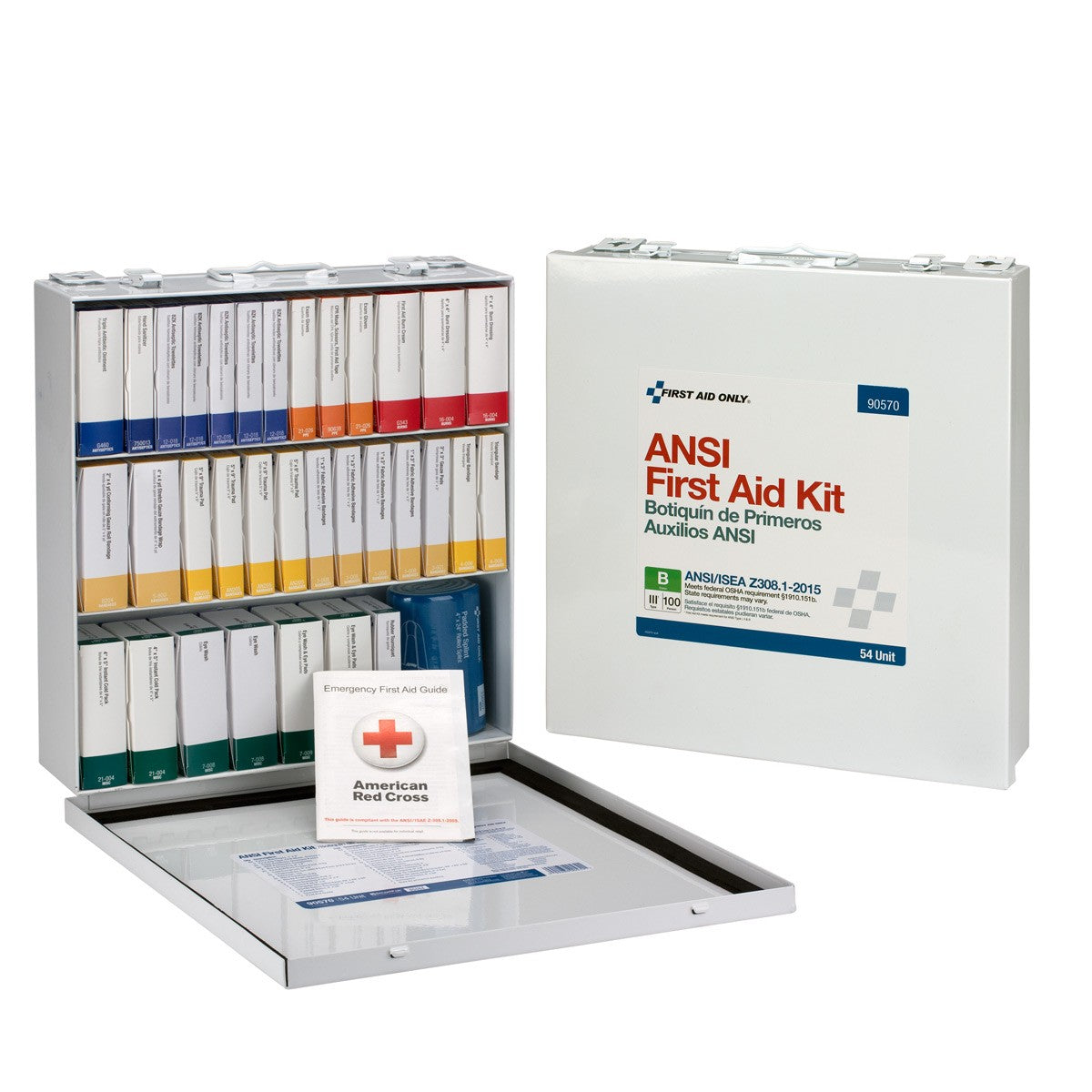 First Aid Only 100 Person 54 Unit First Aid Kit, ANSI B, Weatherproof Steel Case, Type III (2 per order)