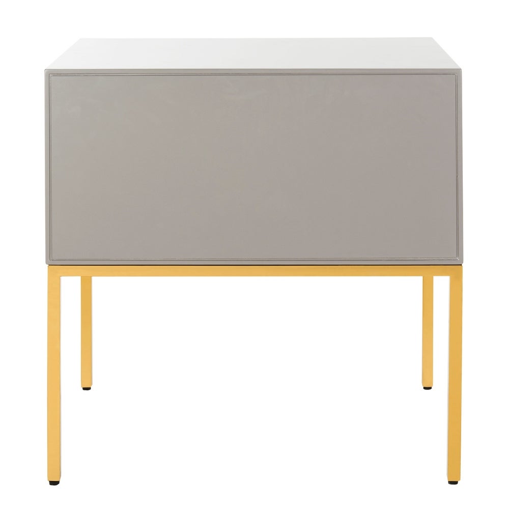 Safavieh Couture Sanford Walnut 2-Drawer Side Table- Charcoal / Gold