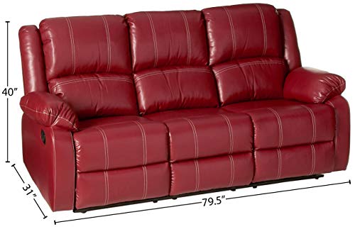 ACME FURNITURE Zuriel Red Faux Leather Reclining Sofa