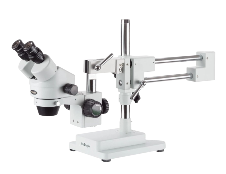 Amscope SM-4BX 3.5X - 45X Binocular Stereo Zoom Microscope with Double Arm Boom Stand New
