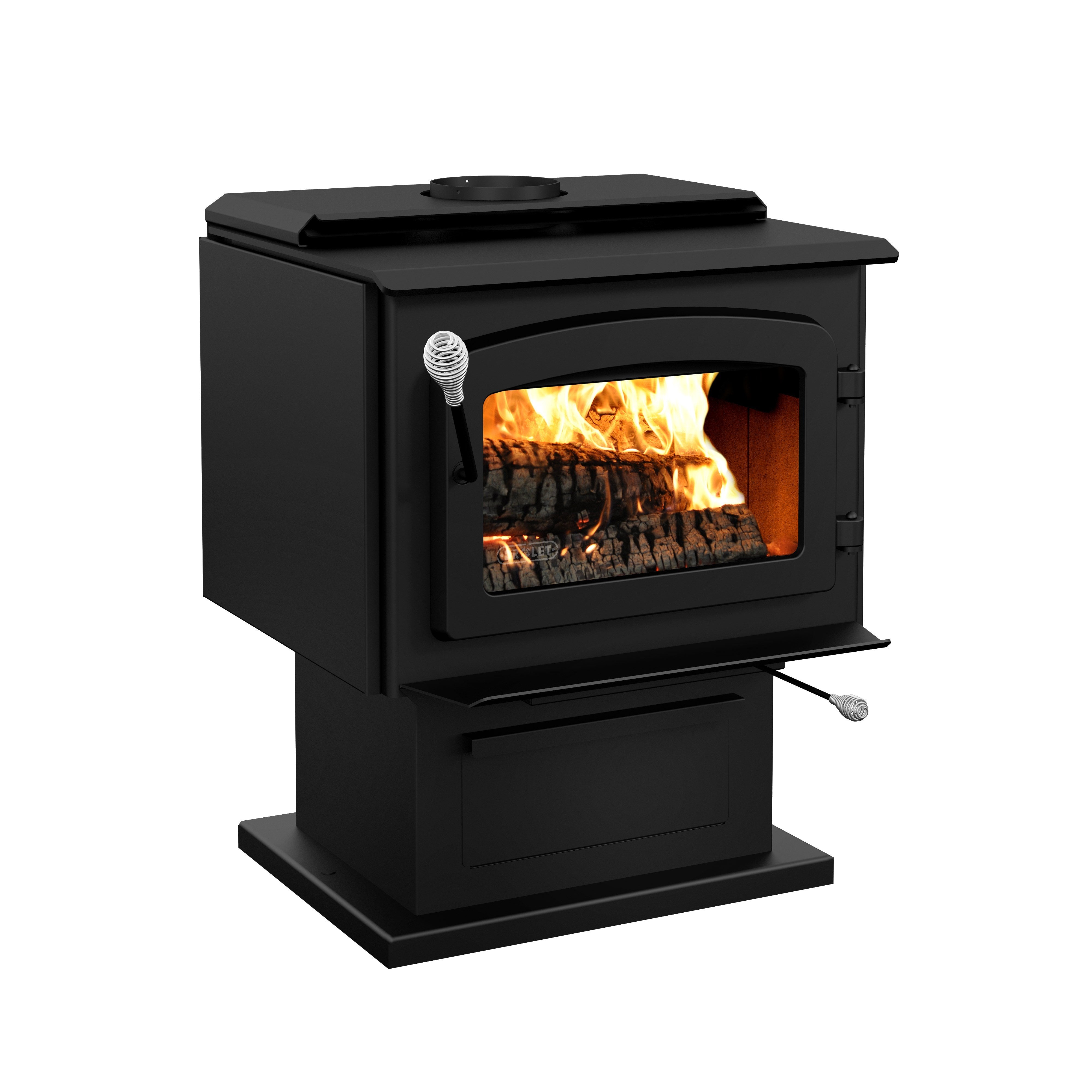 Drolet Escape 1800 EPA Certified 2,100 Sq. Ft. Wood Stove On Pedestal With Black Door New