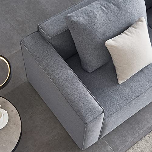 76inch Loveseat Sofa, Linen Upholstered Sofa with Armrest Design & 2 Toss Pillows & 2 Back Cusions, Modern Sofa Couch for Living Room Bedroom Home Office, 700lbs Capacity, Grey
