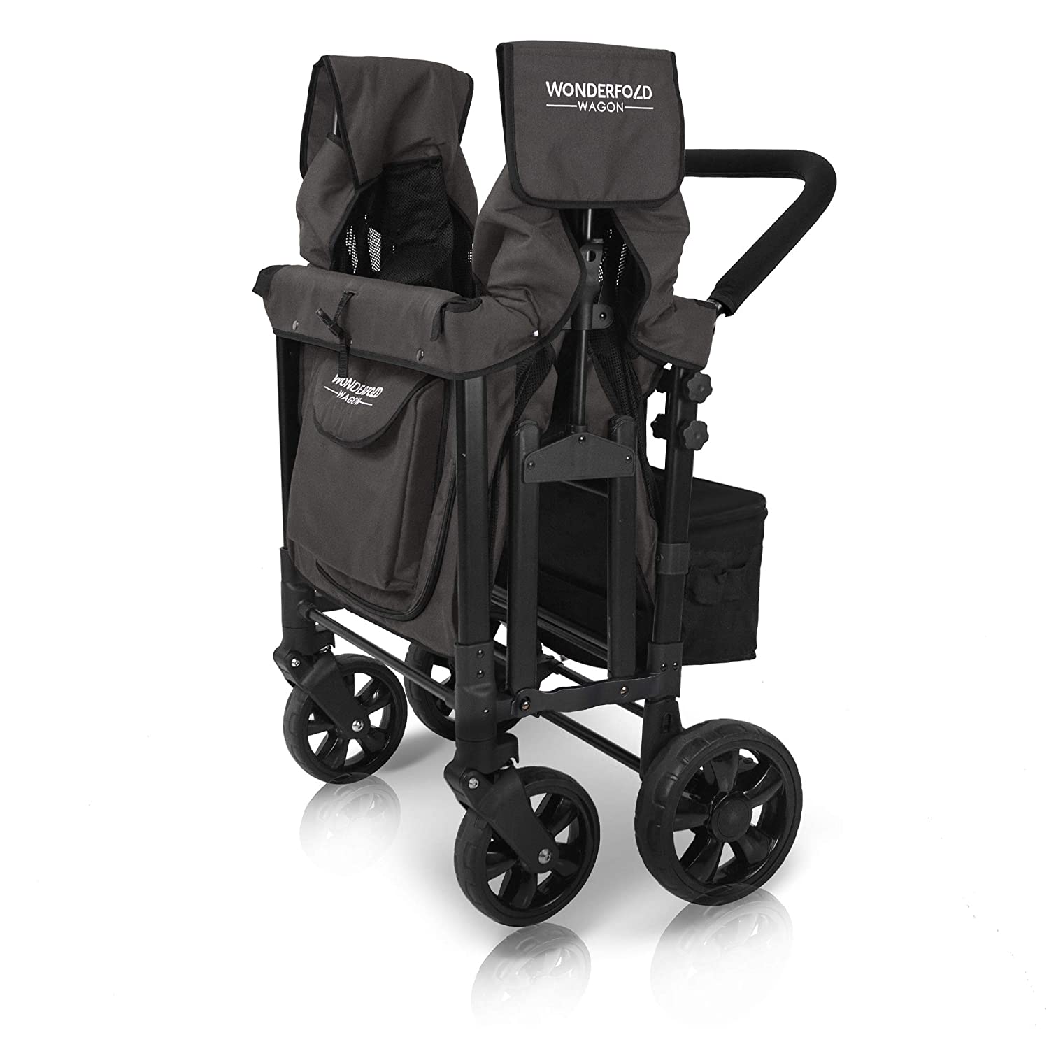WonderFold W4 Elite Push/Pull 4-Passenger Quad Stroller Wagon Black New