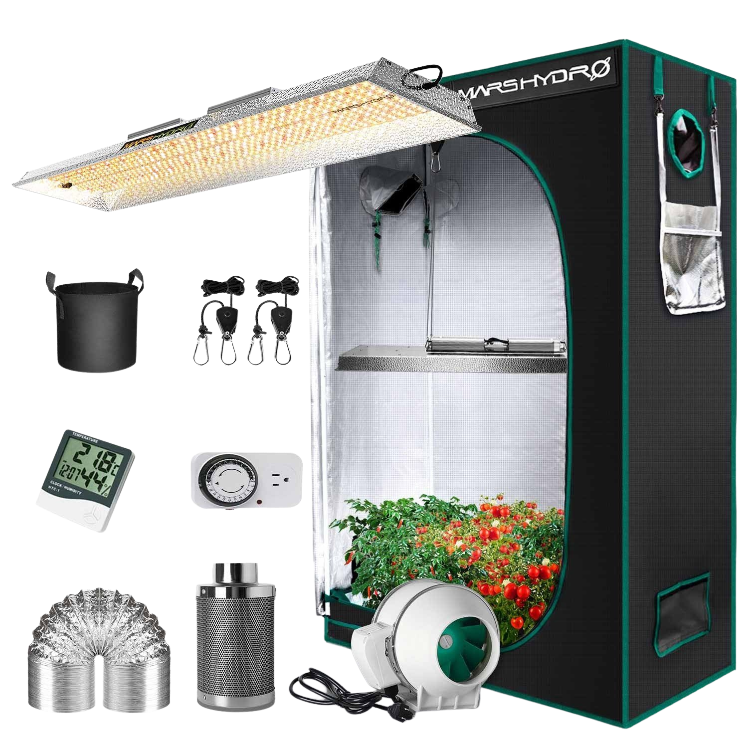 Mars Hydro Full Grow Kit TSL 2000 LED Grow Light 2' X 4' Tent and Accessories New