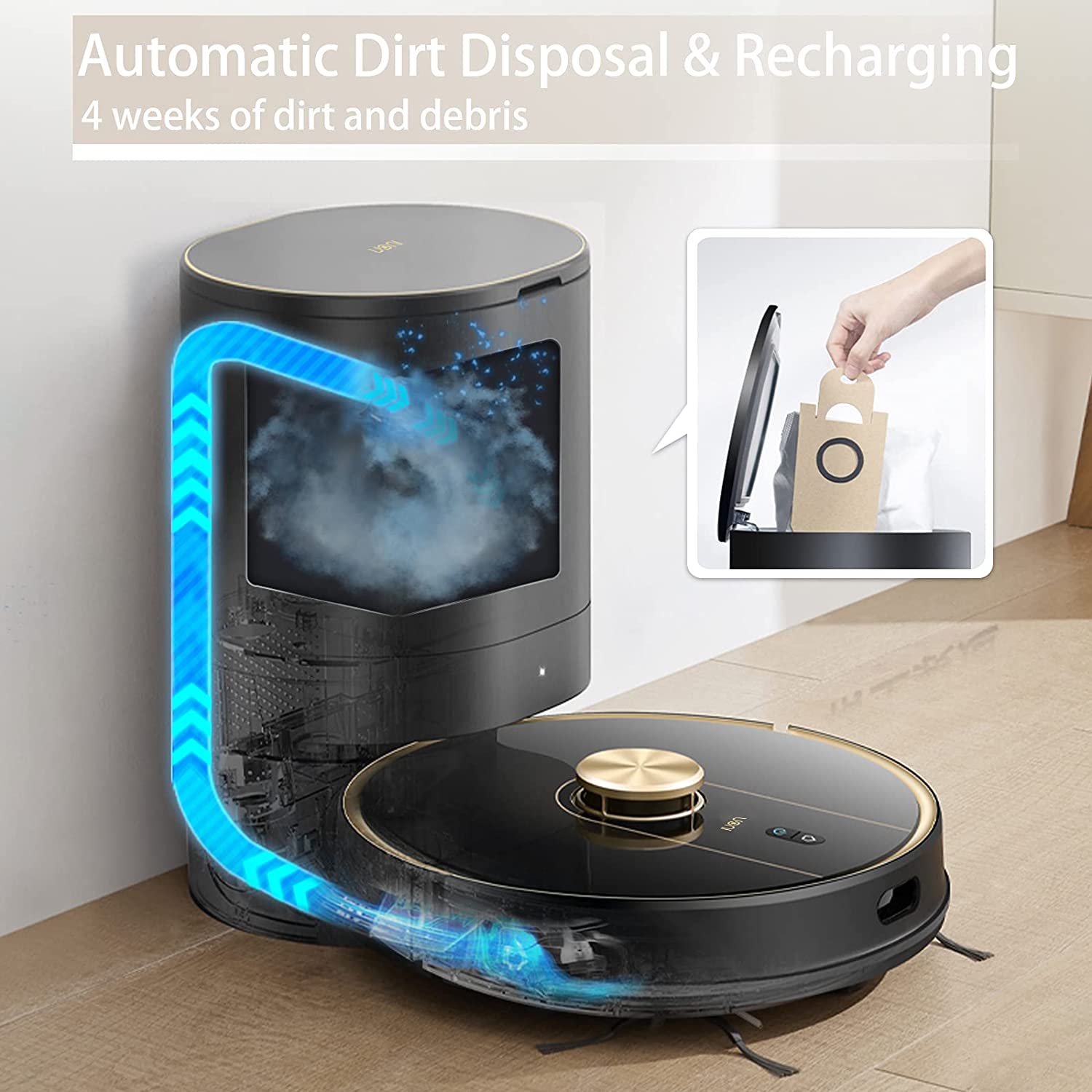 Uoni V980 Plus Robot Vacuum Cleaner with Self-Emptying Dustbin New