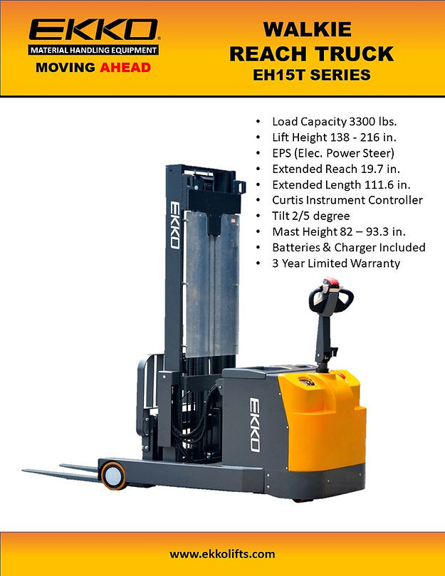 Ekko EH15T Moving Mast Walkie Reach Truck 138