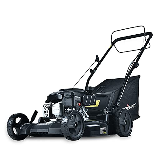 PowerSmart Lawn Mower, 21-inch & 170CC, Gas Powered Self-Propelled Lawn Mower with 4-Stroke Engine, 3-in-1 Gas Mower in Color Black, 5 Adjustable Heights (1.18''-3.0'' ), DB8621SR