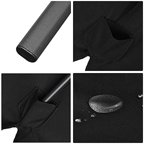 Fomgeely 2x3M Patio Umbrella for Outdoor Table Umbrella with 6 Sturdy Ribs, Waterproof Sun Shade Umbrella with 2.5m Pole, Aluminum Umbrella w/Tilt Adjustment, Anti-UV Fade-Resistant Fabric - Black