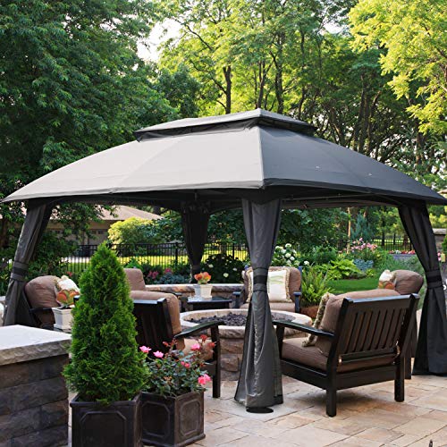 ABCCANOPY Gazebo 10x13 Patio Gazebo, Double Soft-top Garden Gazebos with Mosquito Netting for Patios, Yard, Garden or Outdoor Event, Dark Gray