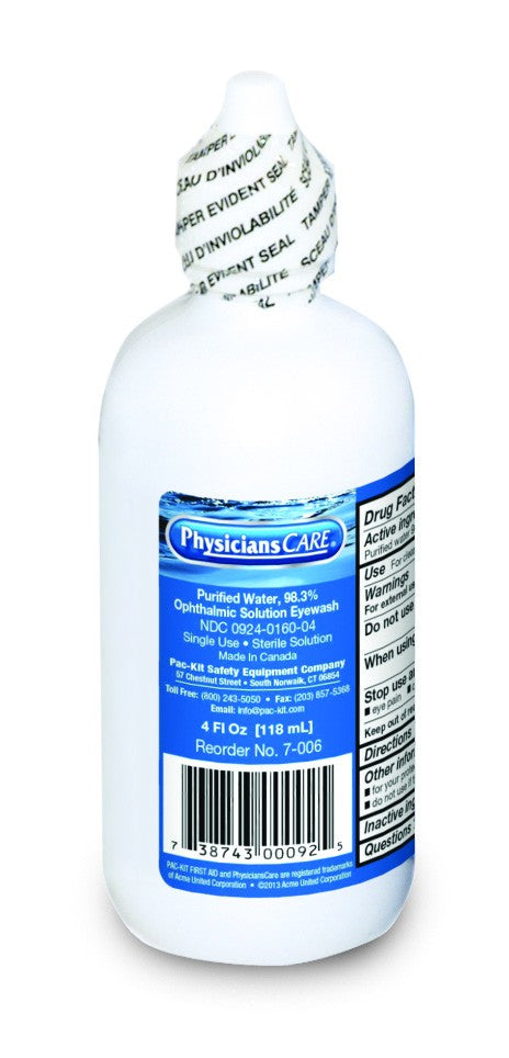 First Aid Only Eye Wash Solution, 4 Ounce Bottle (48 per order)