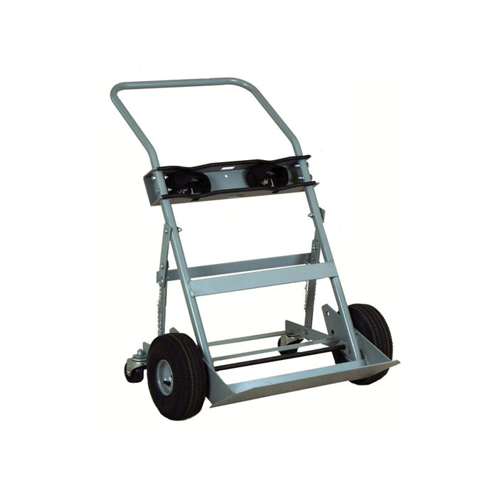 Justrite Double Cylinder Hand Truck, 10.5 Inch Pneumatic Wheels, Rear Casters