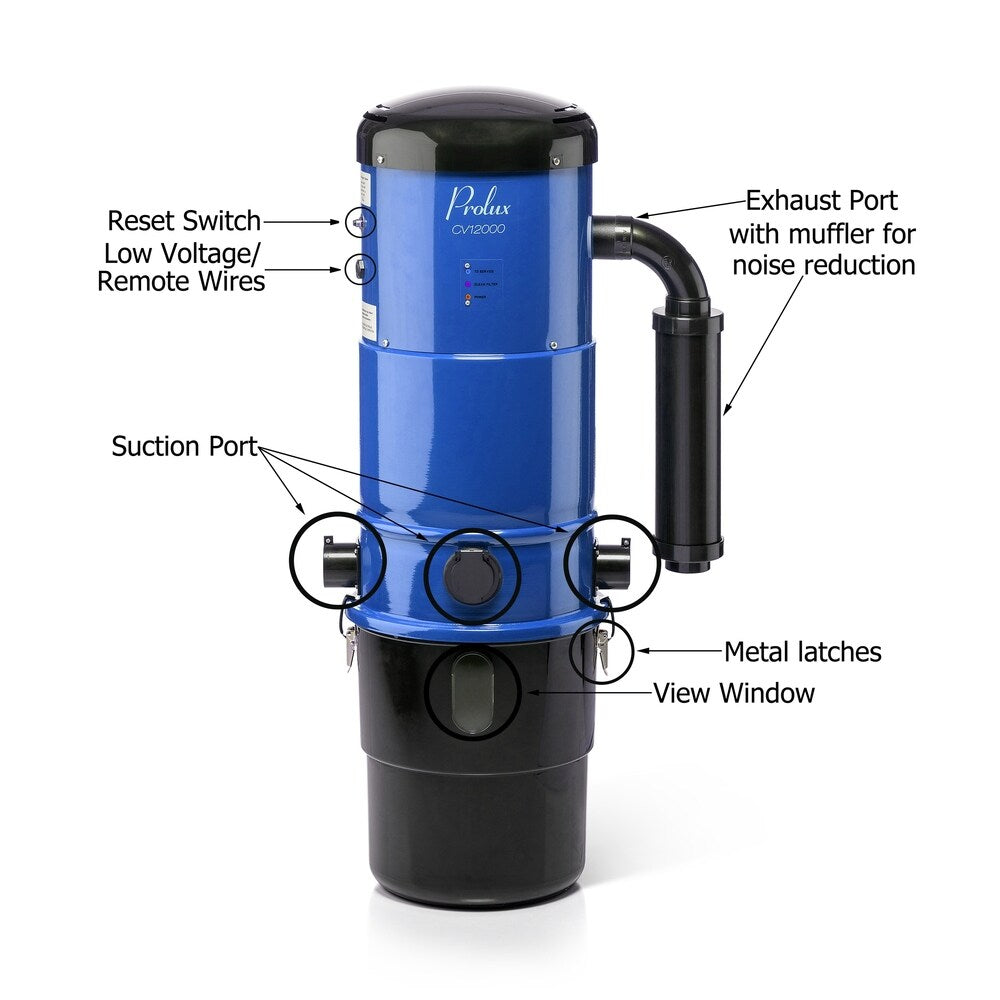 Prolux CV12000 Central Vacuum Unit System with Prolux Power Nozzle Kit