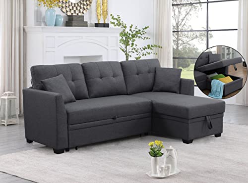 Reversible Sectional Sleeper Sofa with Pull Out Couch Sofa Bed & Storage Chaise Lounge, L-Shaped Sleeper Sofa for Living Room Furniture Set