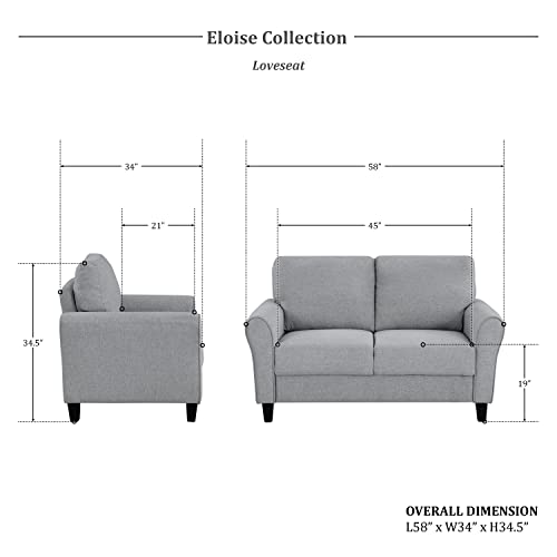 Lexicon Eloise 2-Piece Living Room Set, Gray