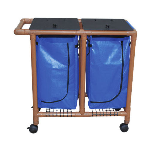 MJM Wood Tone Double Bag Laundry Hamper