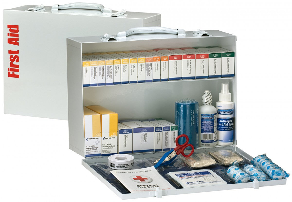 First Aid Only 75 Person 2 Shelf First Aid Metal Cabinet, ANSI B+, Type I and II (2 per order)