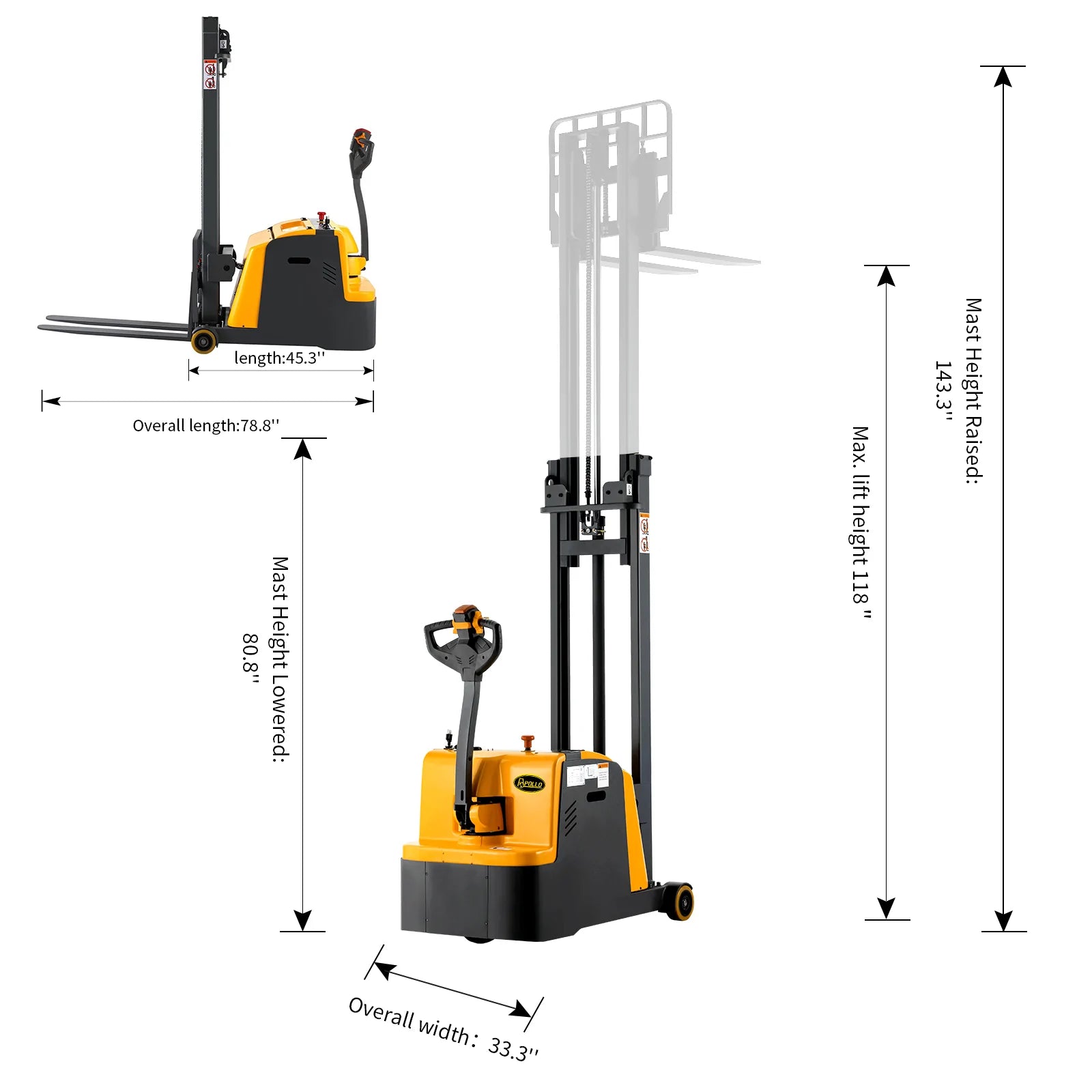 Apollolift A-3031 Counterbalanced Electric Stacker 118