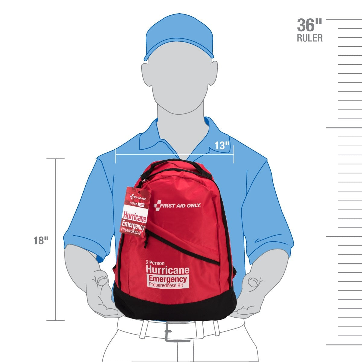 First Aid Only 2 Person Emergency Preparedness Hurricane Backpack (2 per order)