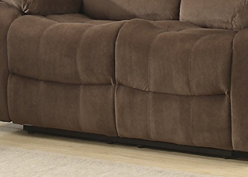 AC Pacific Bill Modern Fabric Upholstered Living Room Reclining with Padded Pillow Top Armrests, Loveseat, Brown