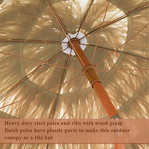 ACXZ 8ft/2.4m Hawaiian Straw Umbrella Tropical Palapa Raffia Tiki Hut Beach Umbrella, Patio Umbrella with Tilt Adjustment, UV Protection