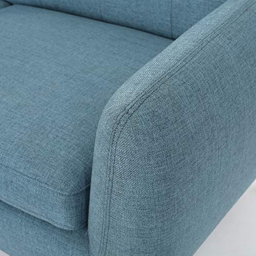 Christopher Knight Home Josephine Mid-Century Modern Petite Fabric Sofa, Blue / Natural Finish