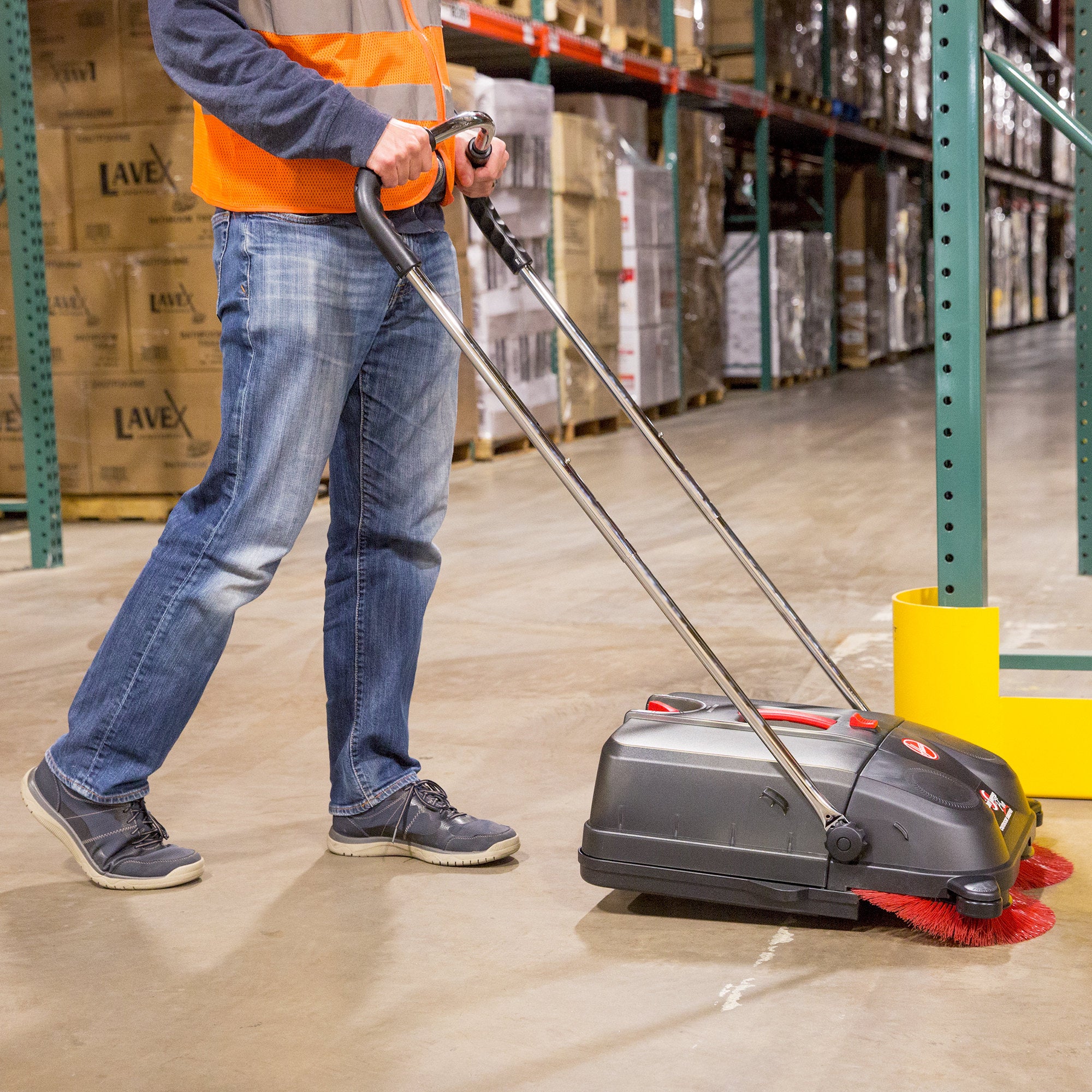 Push Sweeper, Walk Behind, 18 In., 6.6 gal.