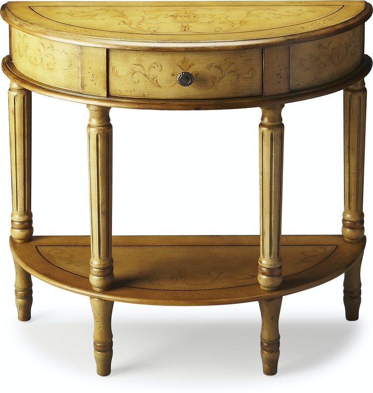 Tuscan Cream Hand Painted Demilune Console Table