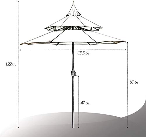 Sunset Vista Designs 300005-LG Imperial 9 Ft. Steel Pagoda Outdoor Patio Umbrella with Easy Crank Lyft (No Tilt), Lime Green